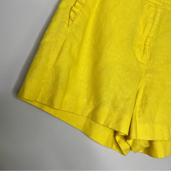 J. Crew Factory Yellow High Rise Linen Ruffle Shorts Size 2 - Picture 6 of 9